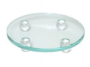GLASS PLATE WITH BALL FEET